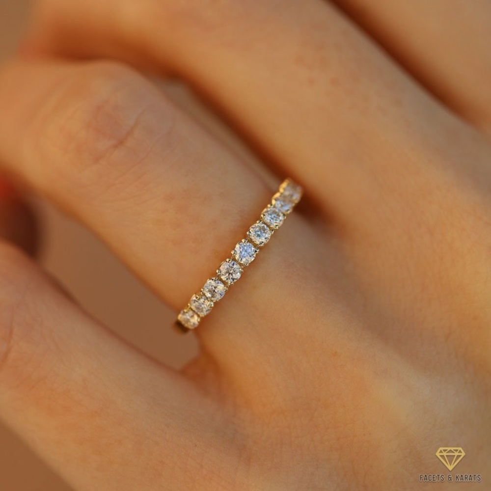 Moissanite Wedding Band With 2.25mm Stones in Half Eternity With 0.50 CTW